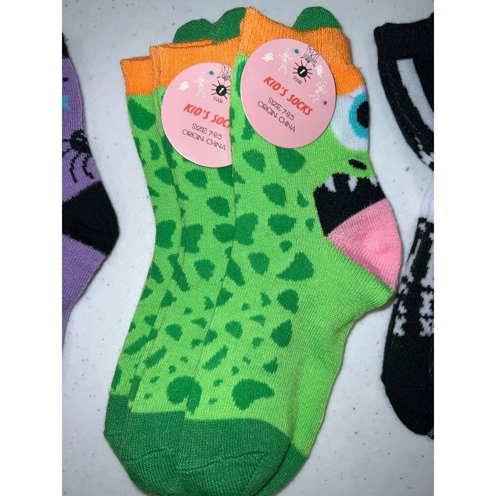 9 Pair Kids Socks Fun Halloween Designs 3-Packs each Design Size 7-8.5
